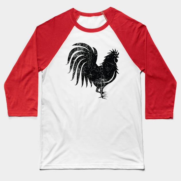 Year of the Distressed Rooster Baseball T-Shirt by ClothedCircuit